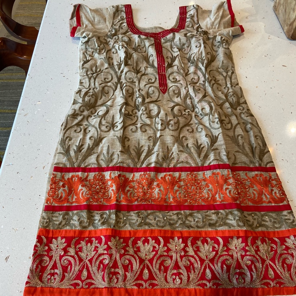 Traditional Raw Silk New embroidery dress